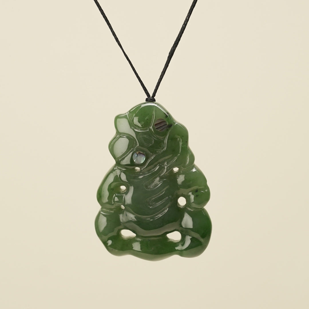 Hei Tiki Kawakawa Greenstone Large Pendant