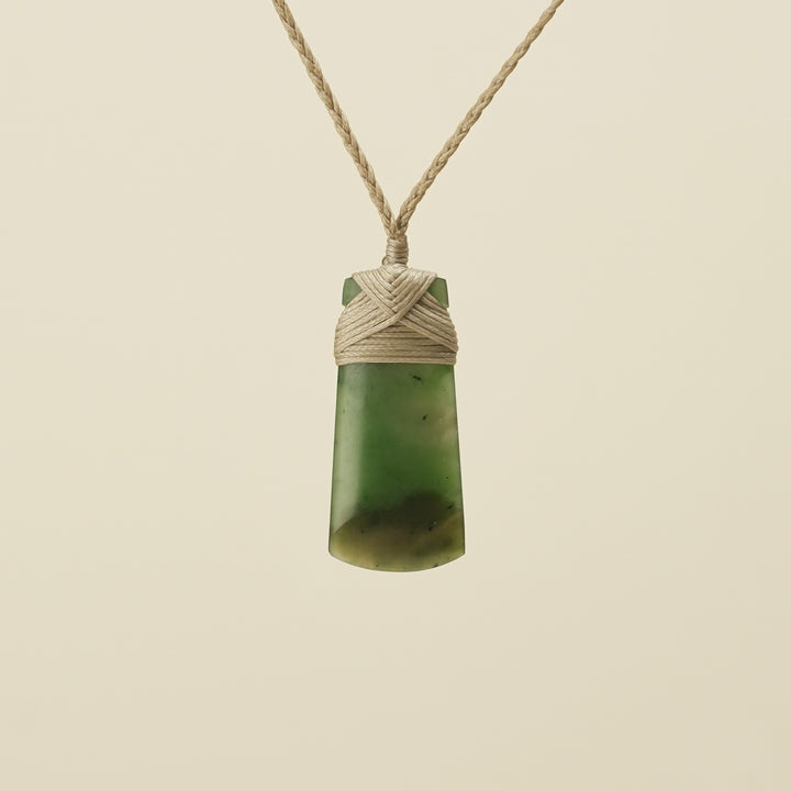 Toki Kahurangi Pounamu Extra Small Pendant Tan Binding