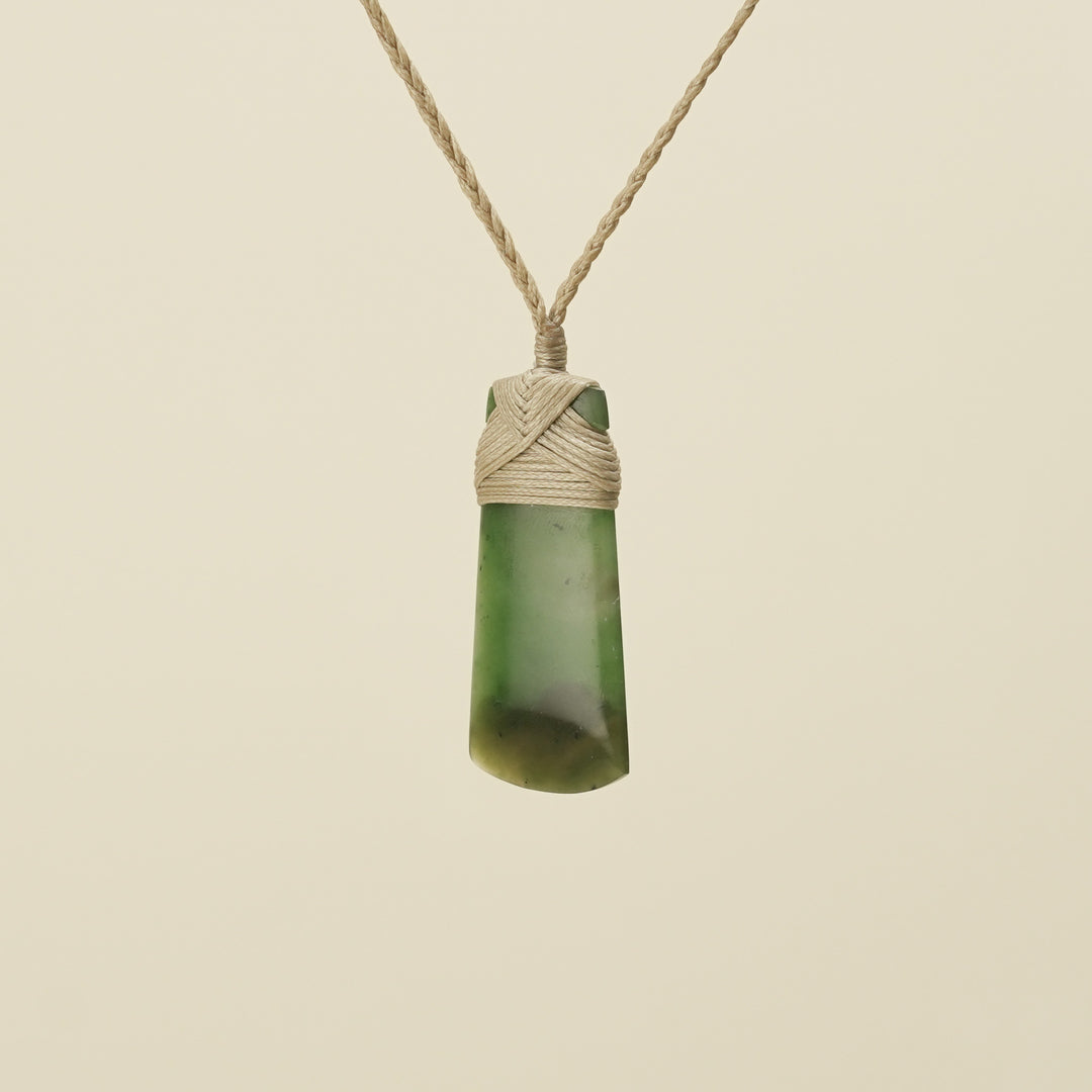 Toki Kahurangi Pounamu Extra Small Pendant Tan Binding