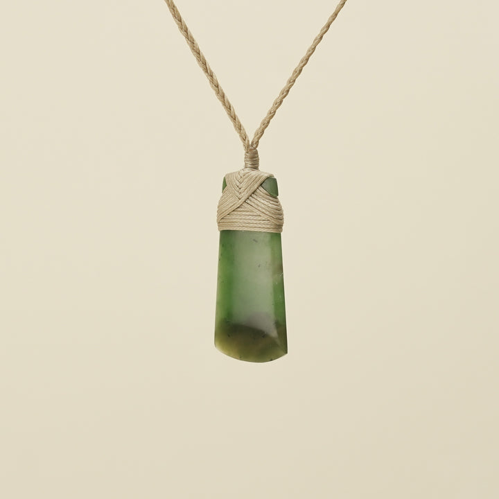 Toki Kahurangi Pounamu Extra Small Pendant Tan Binding