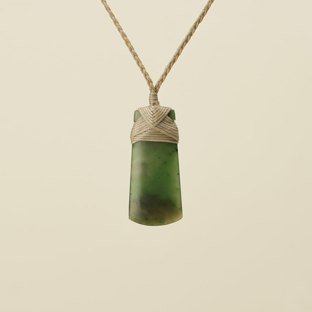 Toki Kahurangi Pounamu Extra Small Pendant Tan Binding