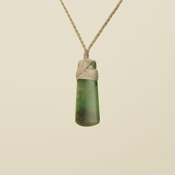 Toki Kahurangi Pounamu Extra Small Pendant Tan Binding