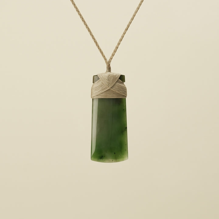 Medium Large Kahurangi Toki Pounamu Pendant Tan Binding
