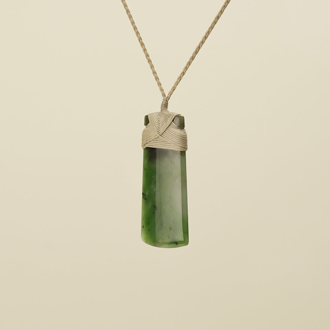 Medium Large Kahurangi Toki Pounamu Pendant Tan Binding