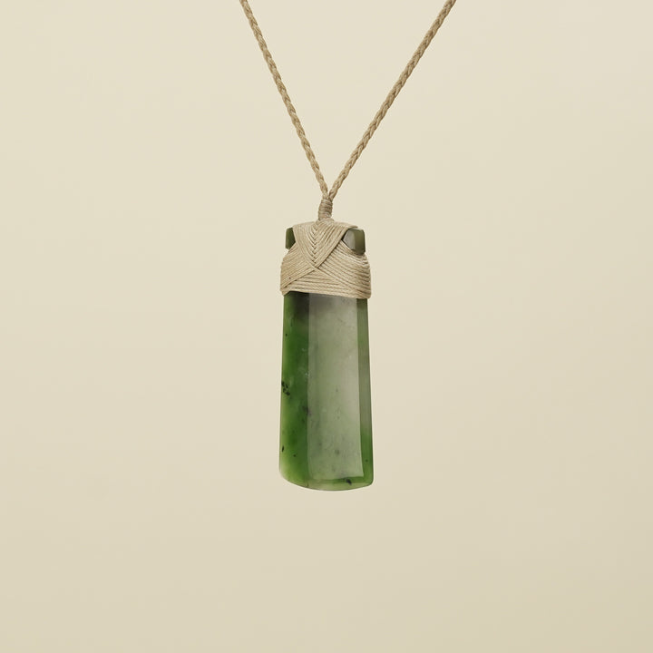 Medium Large Kahurangi Toki Pounamu Pendant Tan Binding