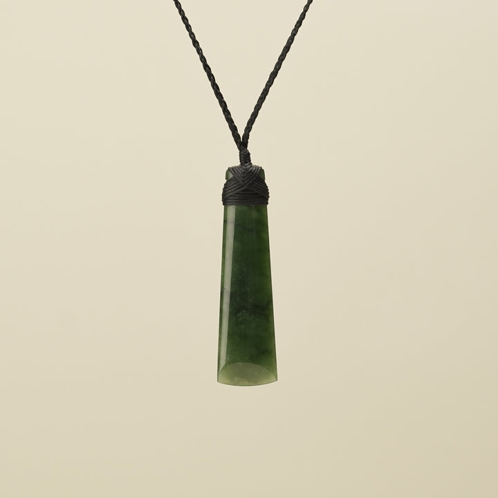 Medium Large Kahurangi Toki Pounamu Pendant Black Binding