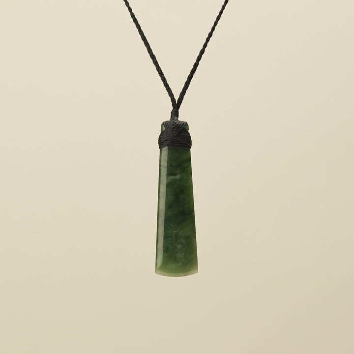 Medium Large Kahurangi Toki Pounamu Pendant Black Binding