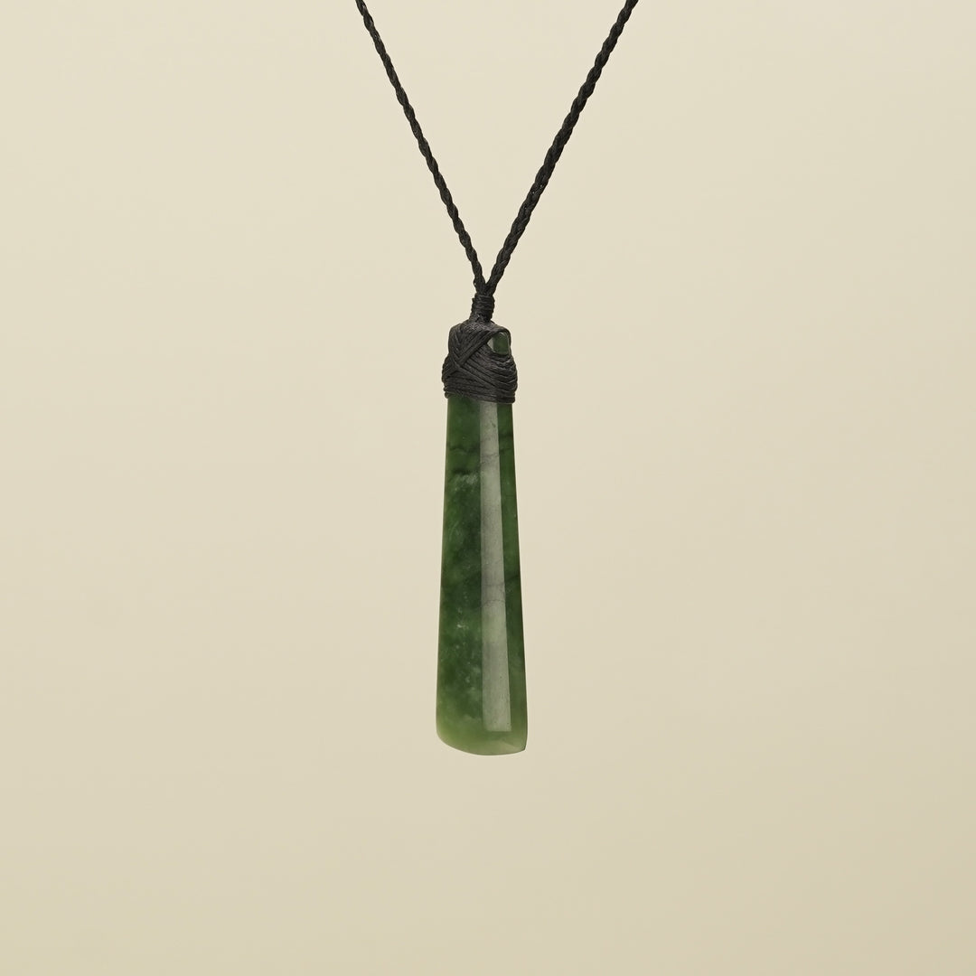 Medium Large Kahurangi Toki Pounamu Pendant Black Binding