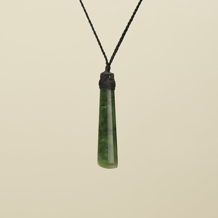 Medium Large Kahurangi Toki Pounamu Pendant Black Binding