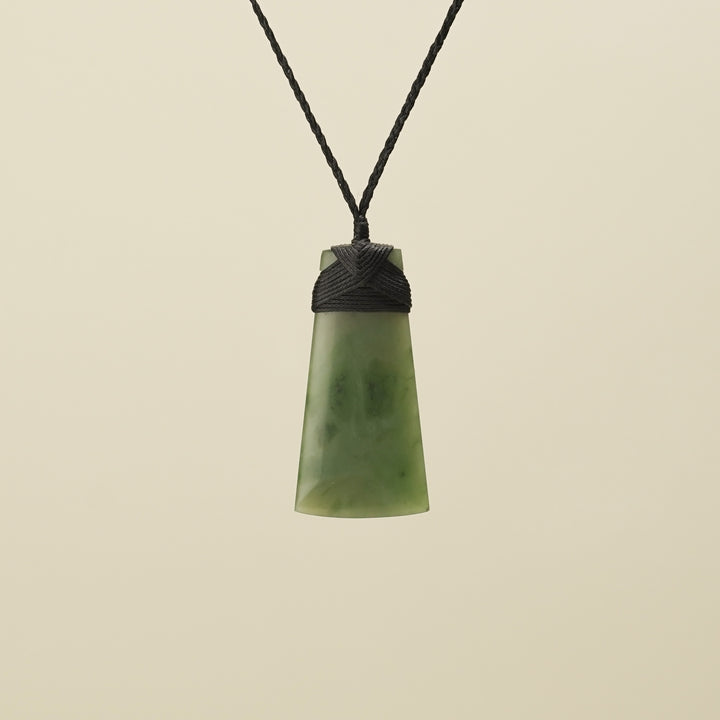 Medium Large Kahurangi Toki Pounamu Pendant Black Binding