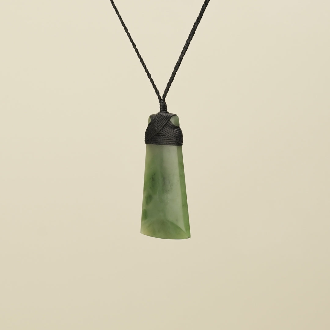 Medium Large Kahurangi Toki Pounamu Pendant Black Binding