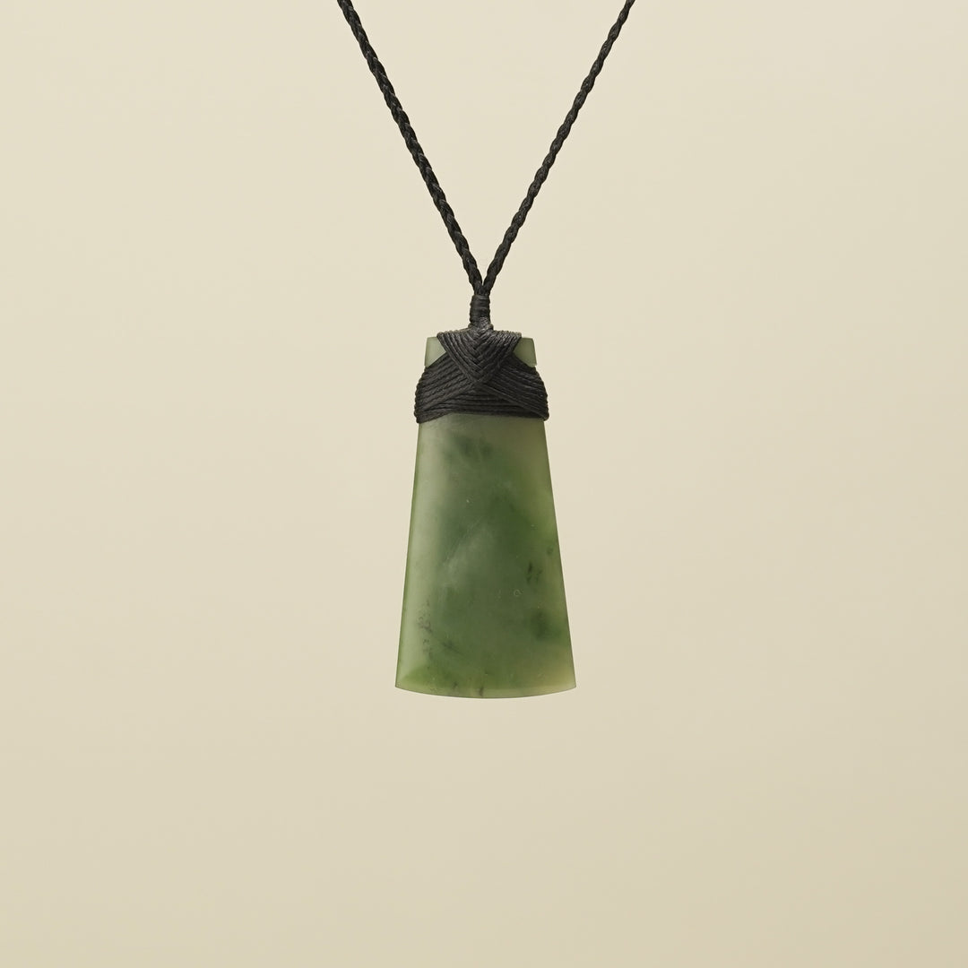 Medium Large Kahurangi Toki Pounamu Pendant Black Binding
