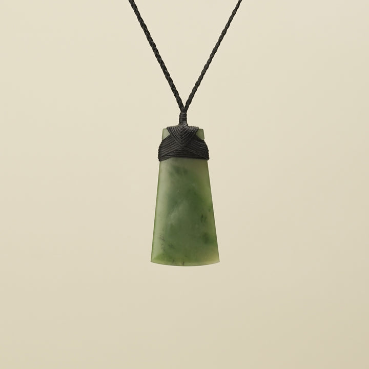 Medium Large Kahurangi Toki Pounamu Pendant Black Binding