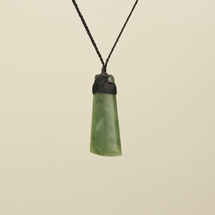 Medium Large Kahurangi Toki Pounamu Pendant Black Binding