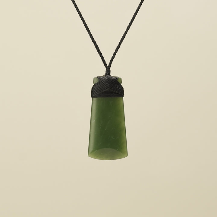 Medium Large Kahurangi Toki Pounamu Pendant Black Binding