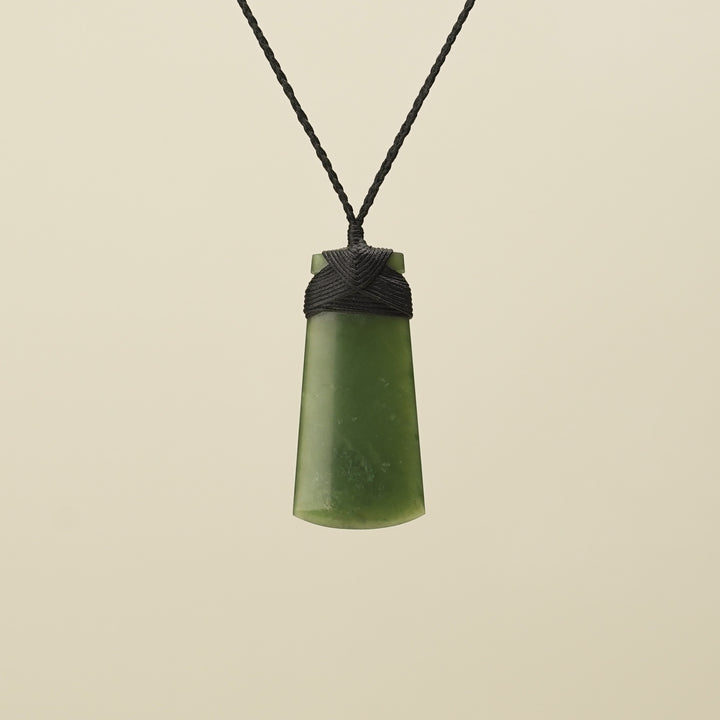 Medium Large Kahurangi Toki Pounamu Pendant Black Binding