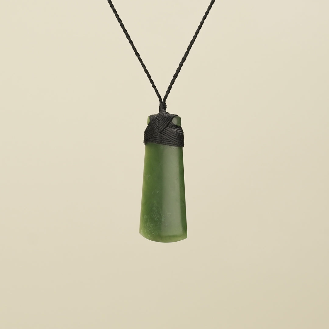 Medium Large Kahurangi Toki Pounamu Pendant Black Binding