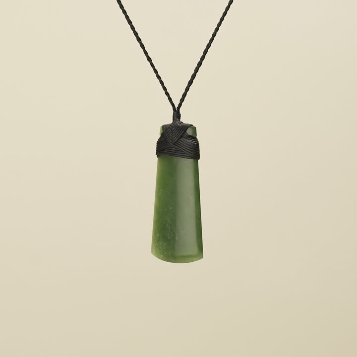 Medium Large Kahurangi Toki Pounamu Pendant Black Binding