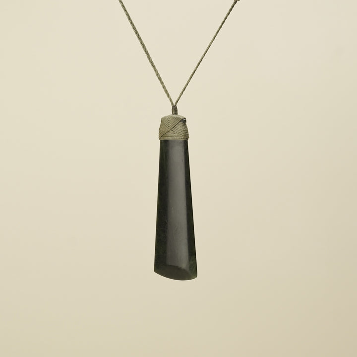 Toki Kawakawa Polished Pounamu XXL Khaki Binding