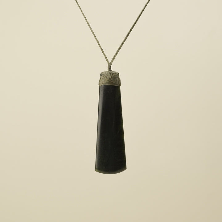 Toki Kawakawa Polished Pounamu XXL Khaki Binding