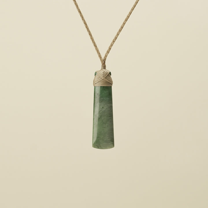 Inanga Toki Small Pounamu Pendant Tan Binding