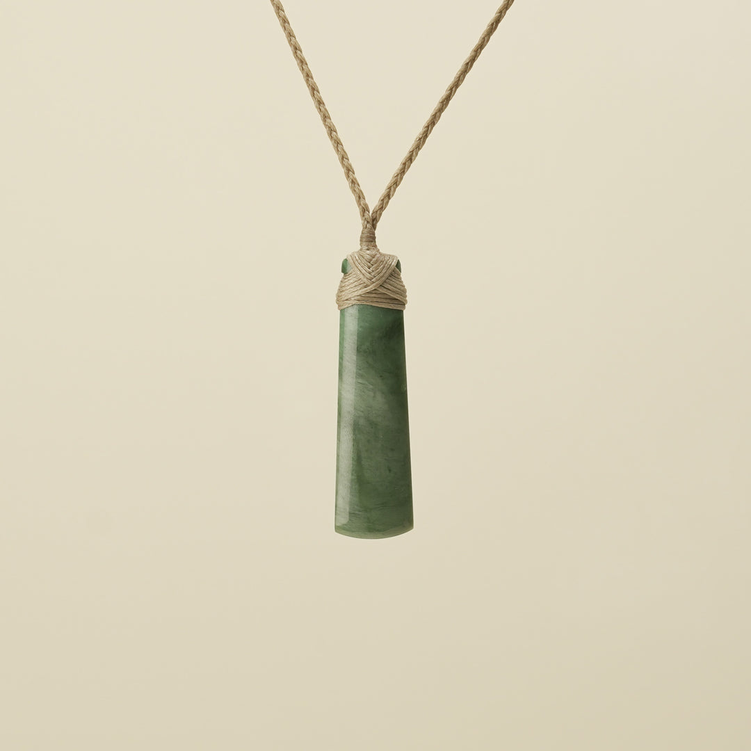 Inanga Toki Small Pounamu Pendant Tan Binding