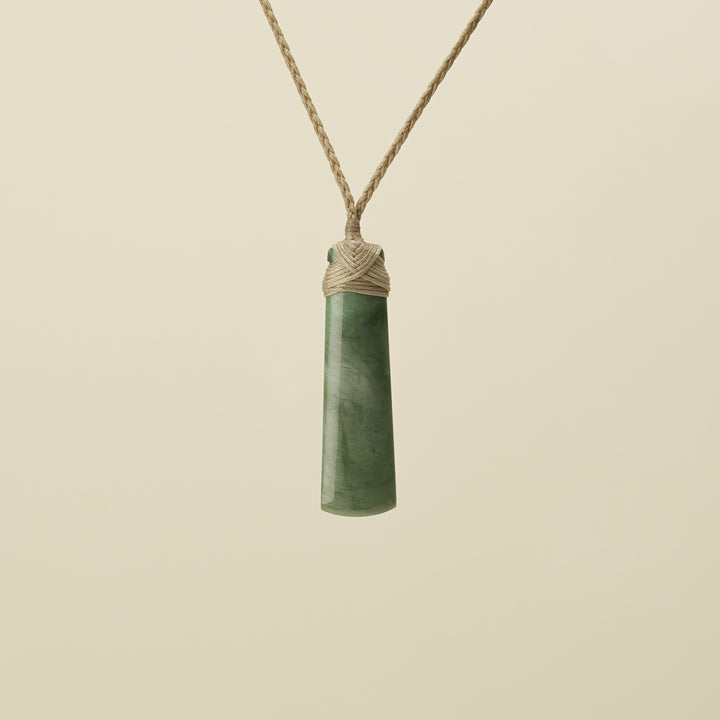 Inanga Toki Small Pounamu Pendant Tan Binding