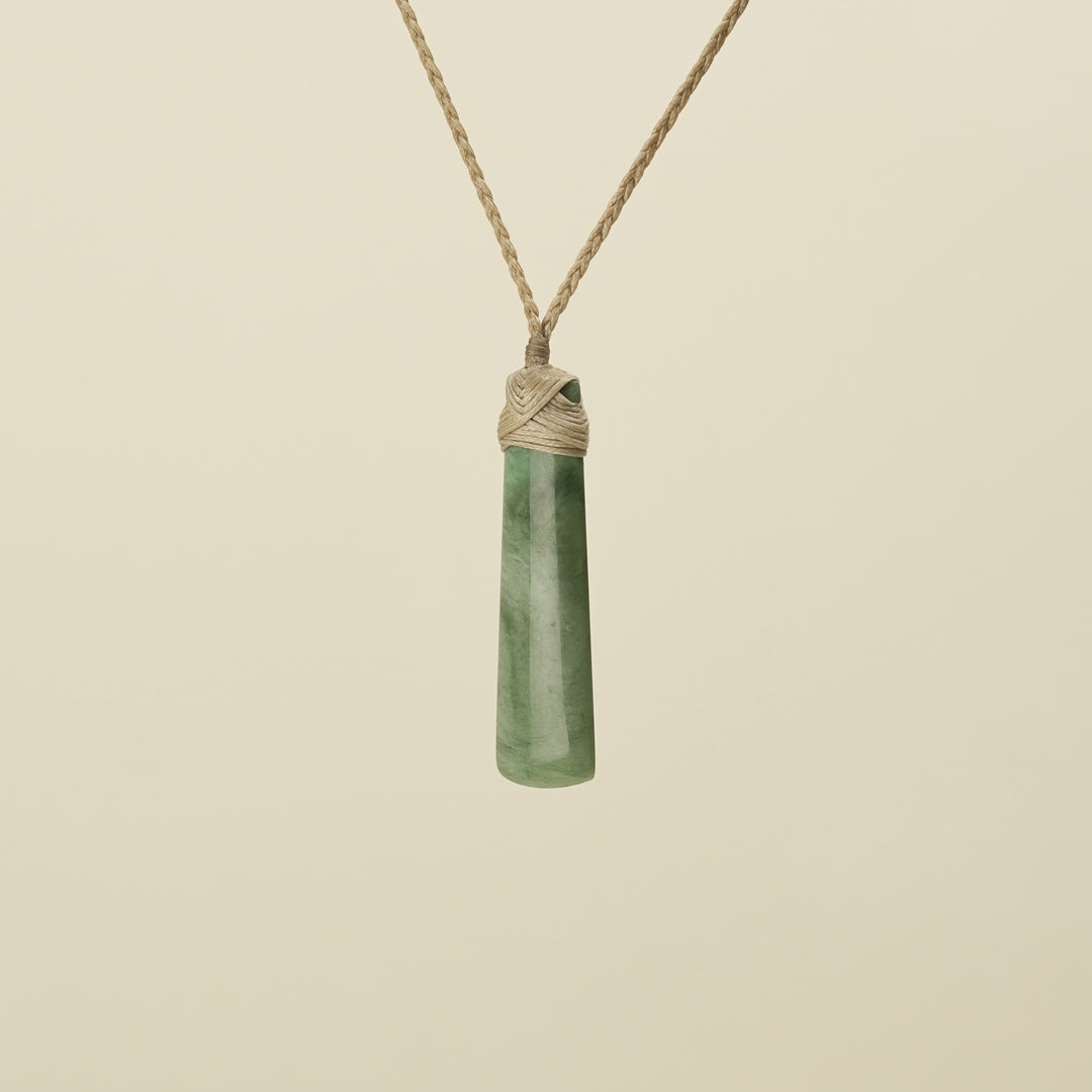 Inanga Toki Small Pounamu Pendant Tan Binding