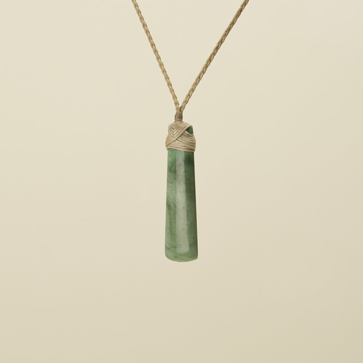 Inanga Toki Small Pounamu Pendant Tan Binding