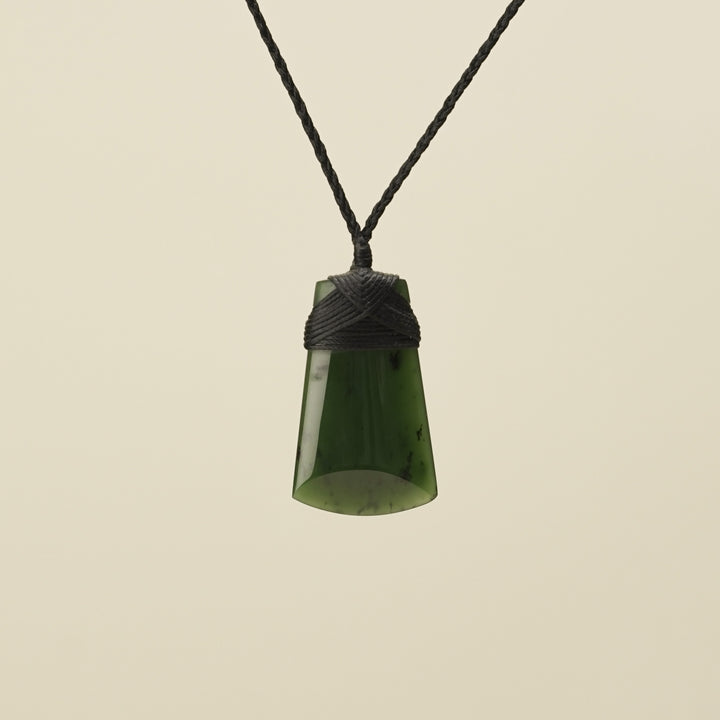 Kawakawa Toki Small Pounamu Pendant Black Binding
