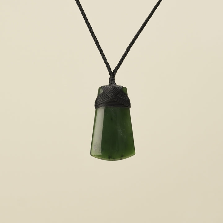 Kawakawa Toki Small Pounamu Pendant Black Binding