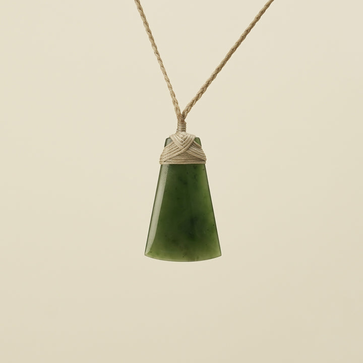 Kahurangi Toki Small Pounamu Pendant Tan Binding