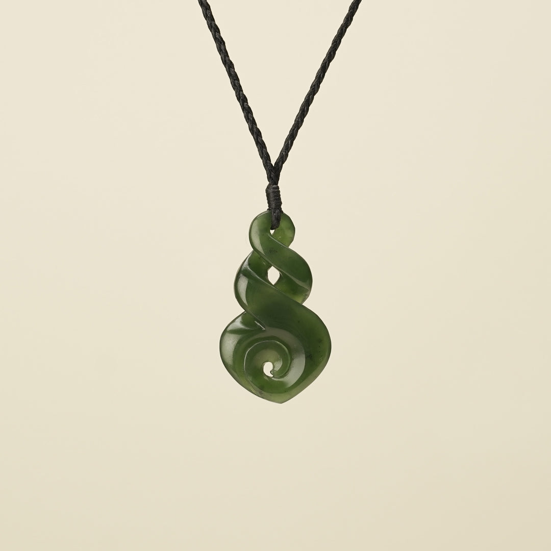 Double Pikorua with Koru Pounamu Pendant