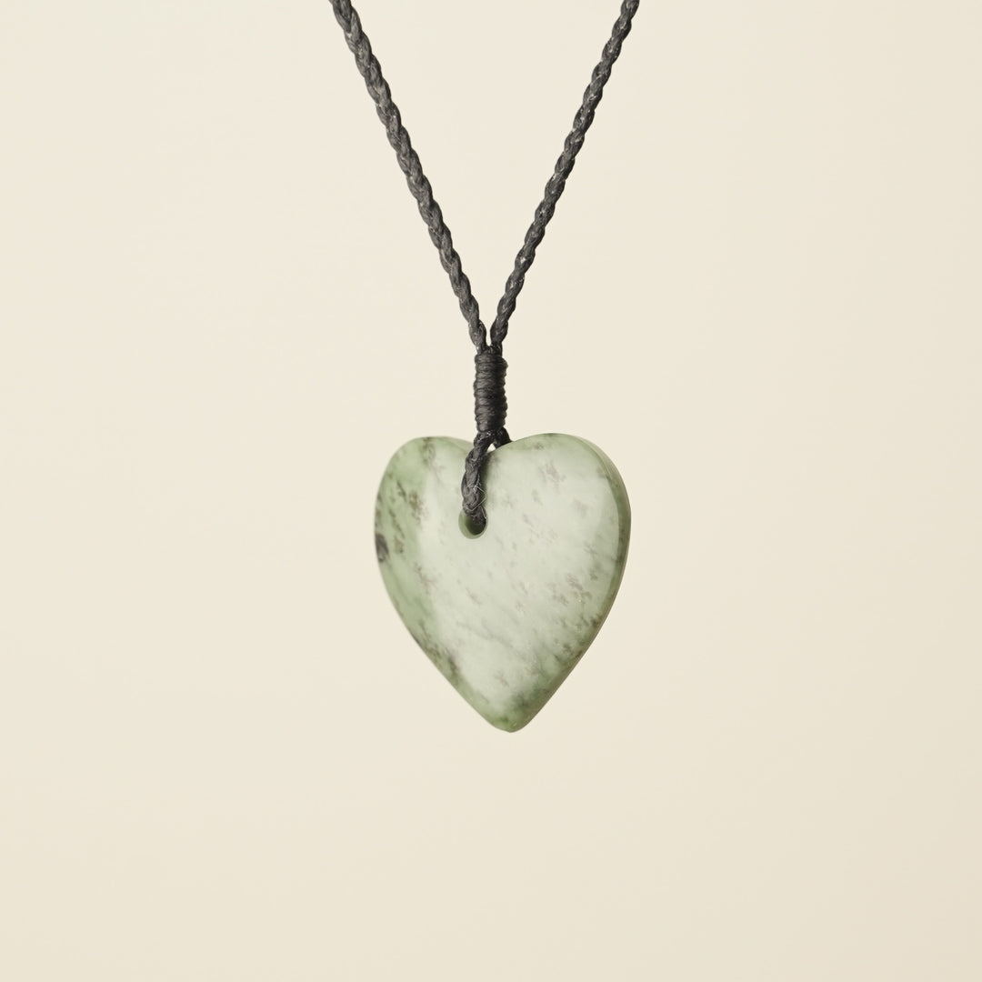 Manawa Heart Inanga Pounamu Small Medium Pendant