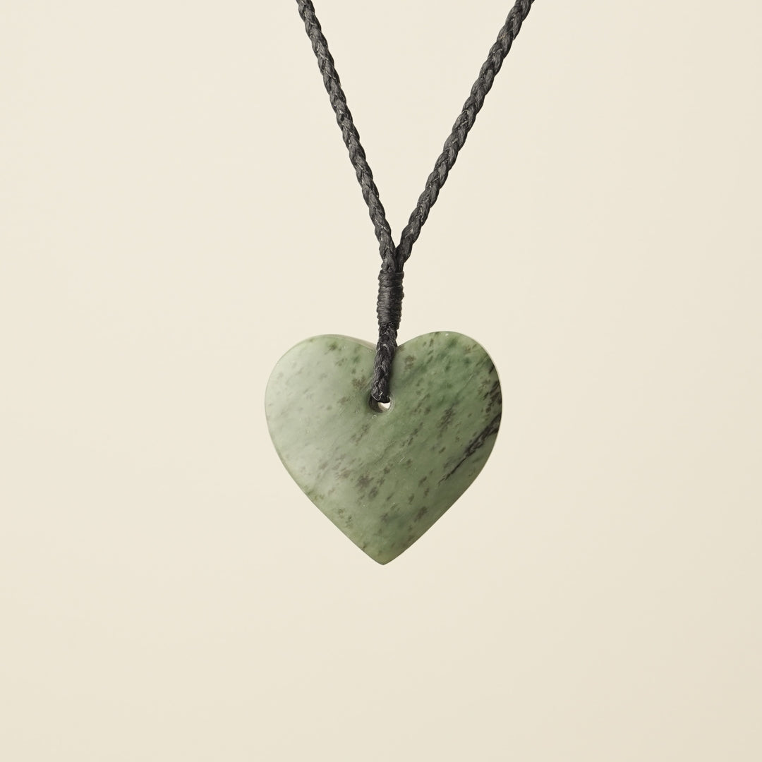 Manawa Heart Inanga Pounamu Small Medium Pendant