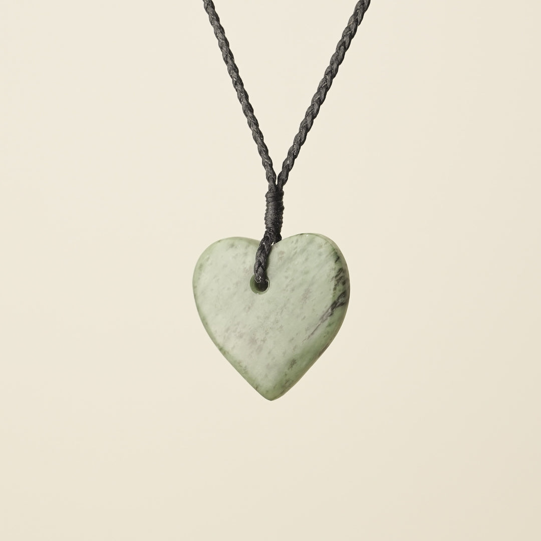 Manawa Heart Inanga Pounamu Small Medium Pendant