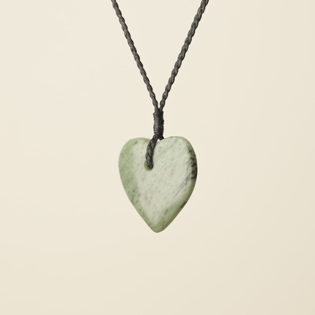 Manawa Heart Inanga Pounamu Small Medium Pendant