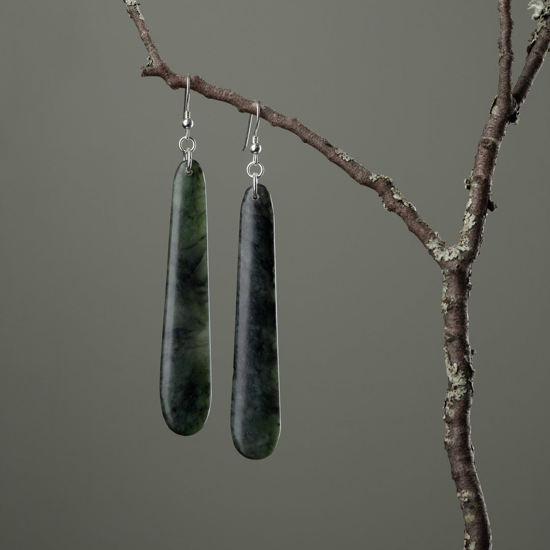 Drop Matte Pounamu Large Earrings 75mm
