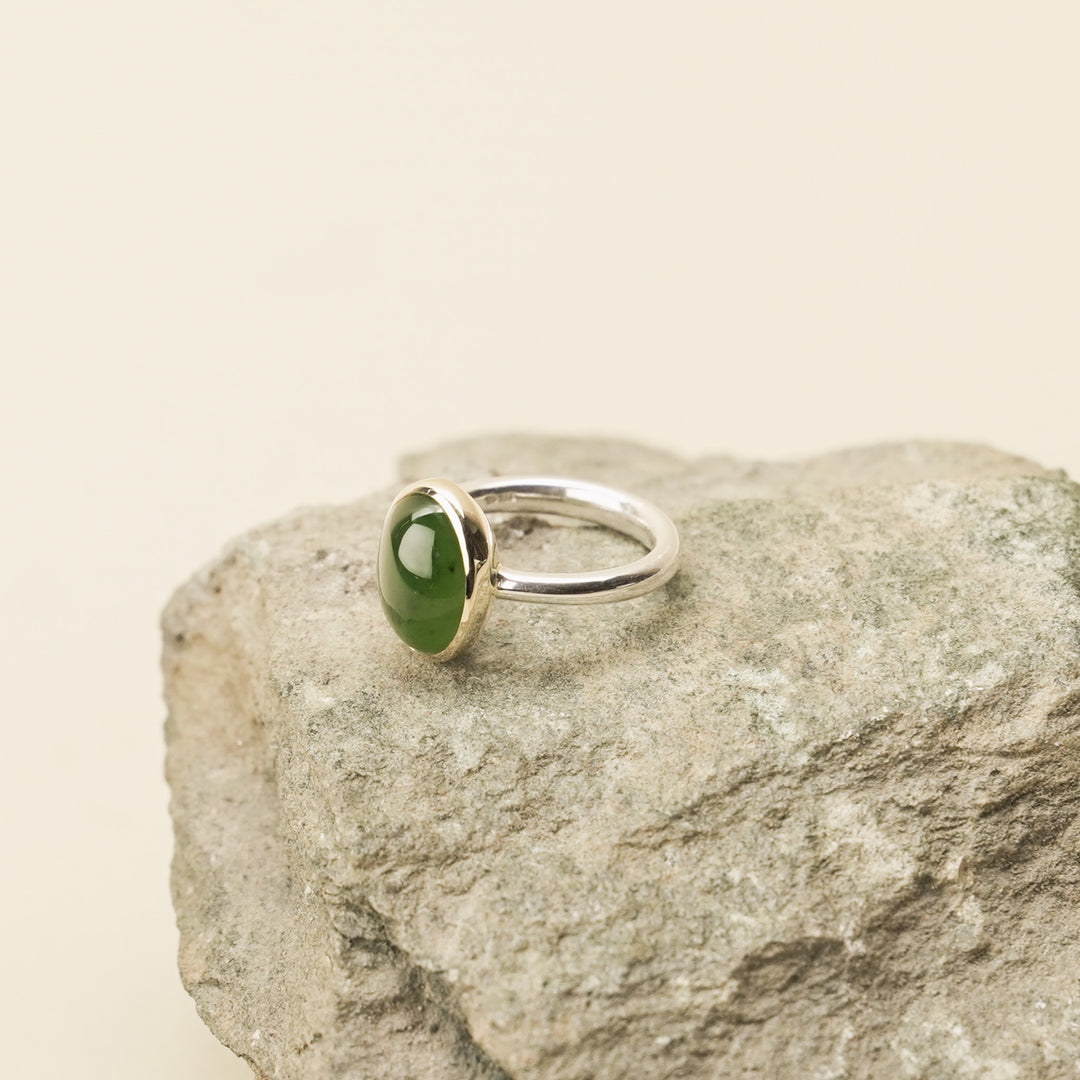Kahurangi Pounamu Ring 9ct Gold & Sterling Silver