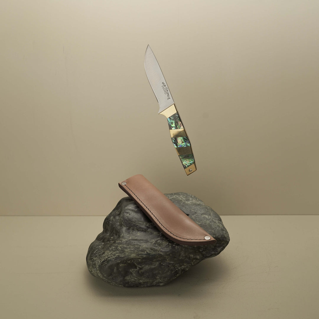 NZ Pāua & Brass Hunting Knife: Svord Carbon Steel — 45th Anniversary Limited Edition