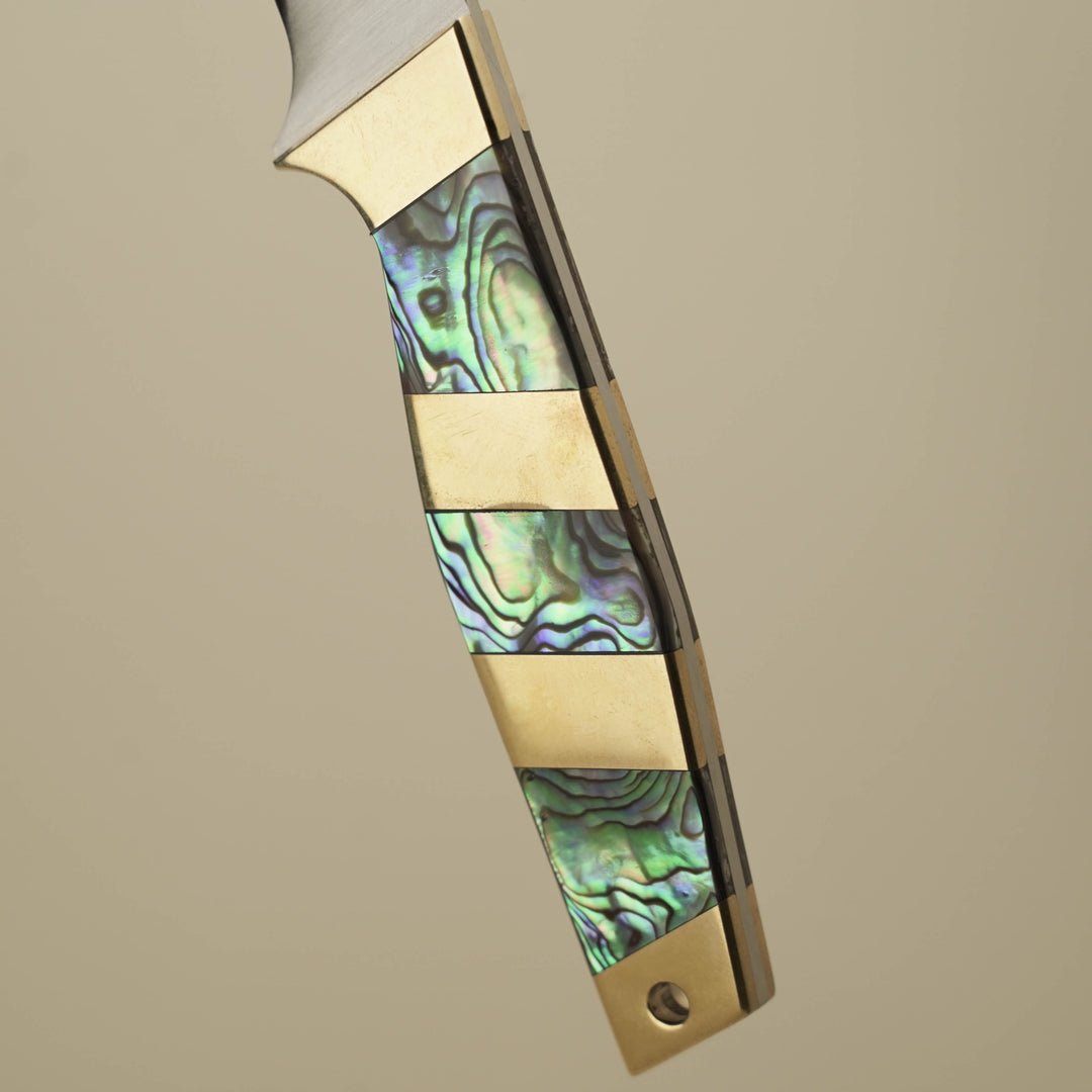 NZ Pāua & Brass Hunting Knife: Svord Carbon Steel — 45th Anniversary Limited Edition
