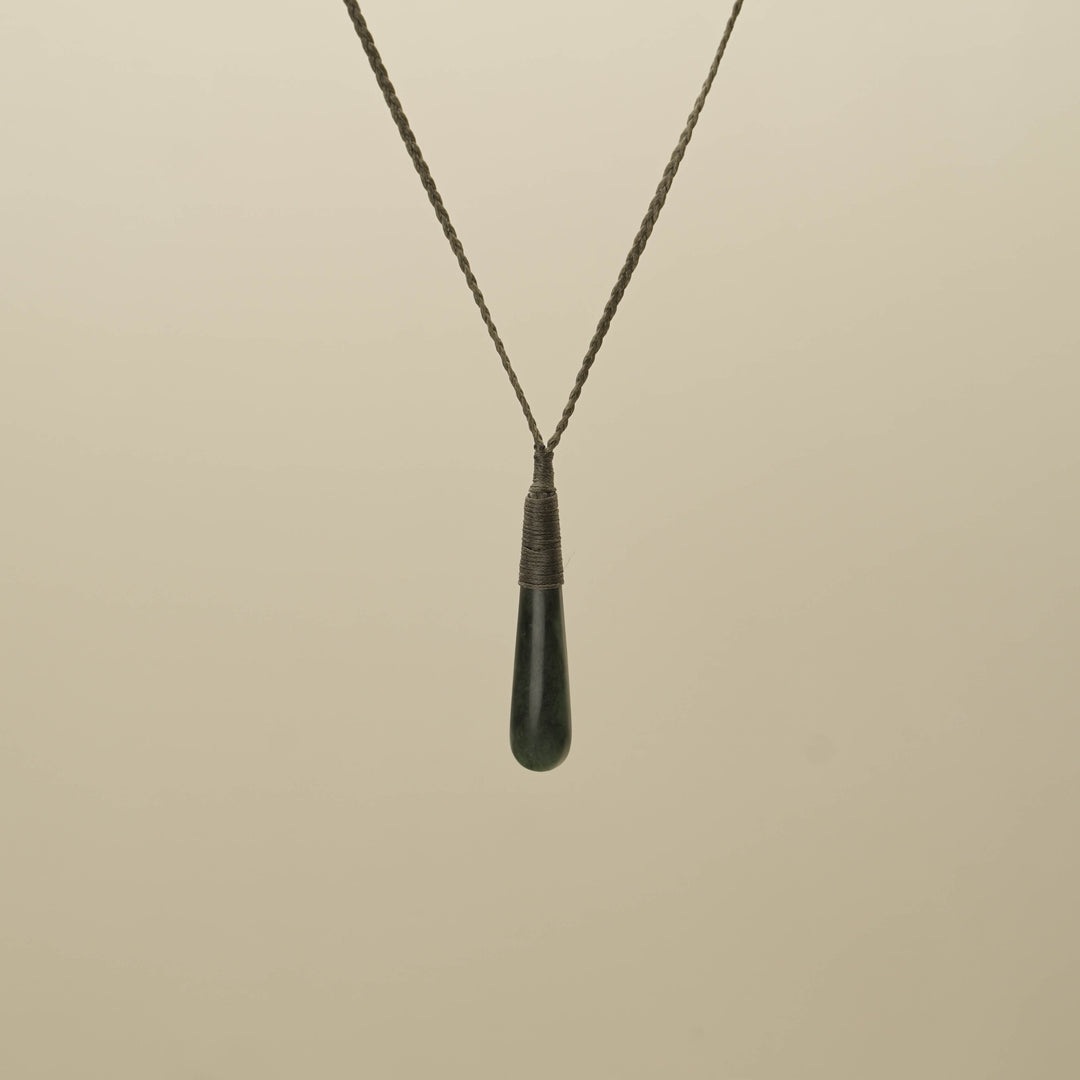 Inanga XS Roimata Pounamu Pendant, Khaki Binding