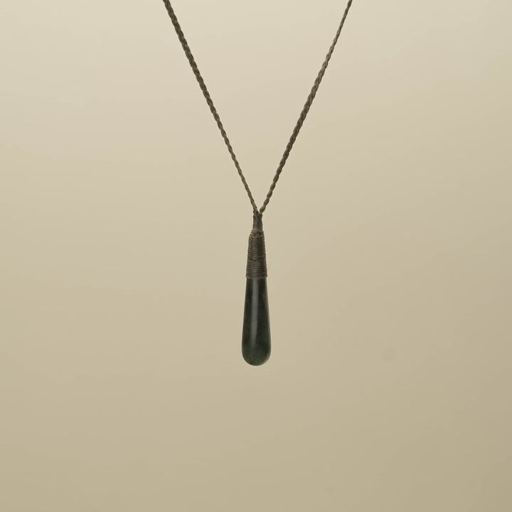 Inanga XS Roimata Pounamu Pendant, Khaki Binding