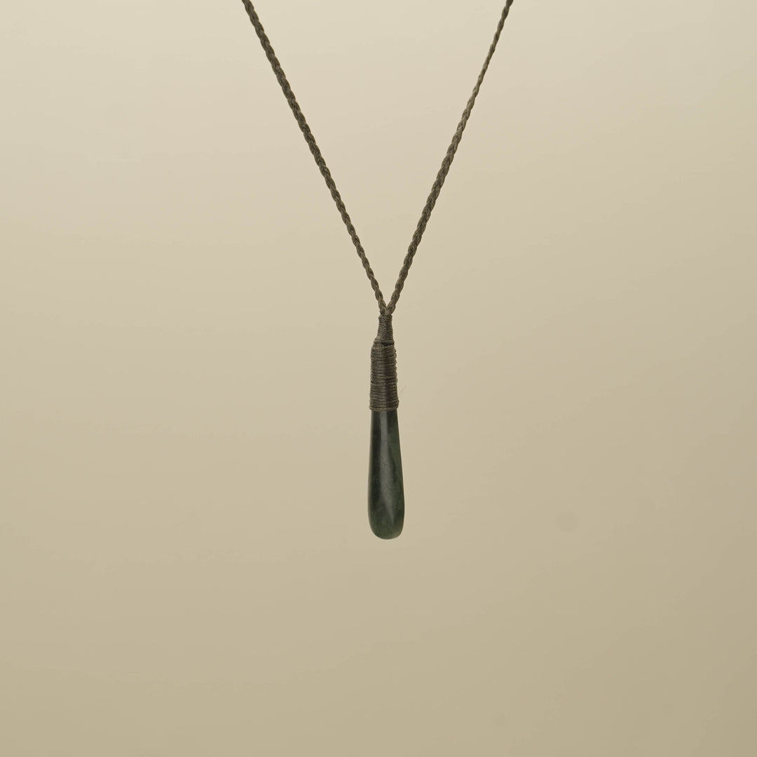 Inanga XS Roimata Pounamu Pendant, Khaki Binding