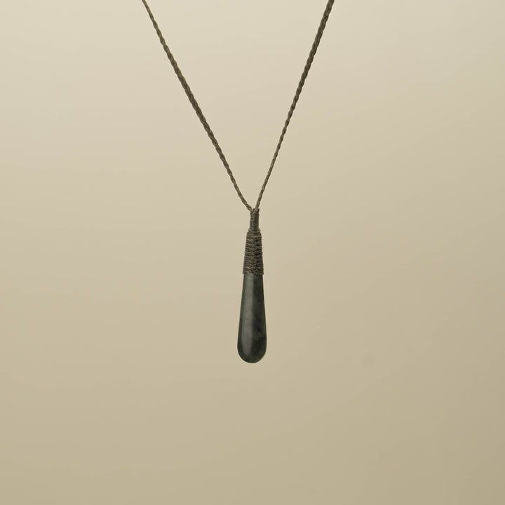 Inanga XS Roimata Pounamu Pendant, Khaki Binding