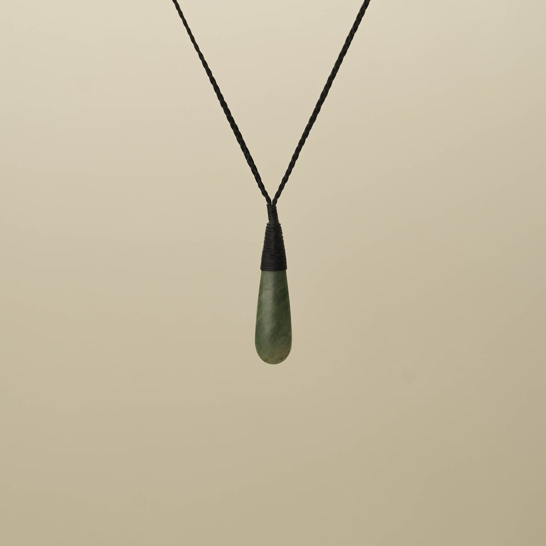 Raukaraka XS Roimata Pounamu Pendant, Black Binding