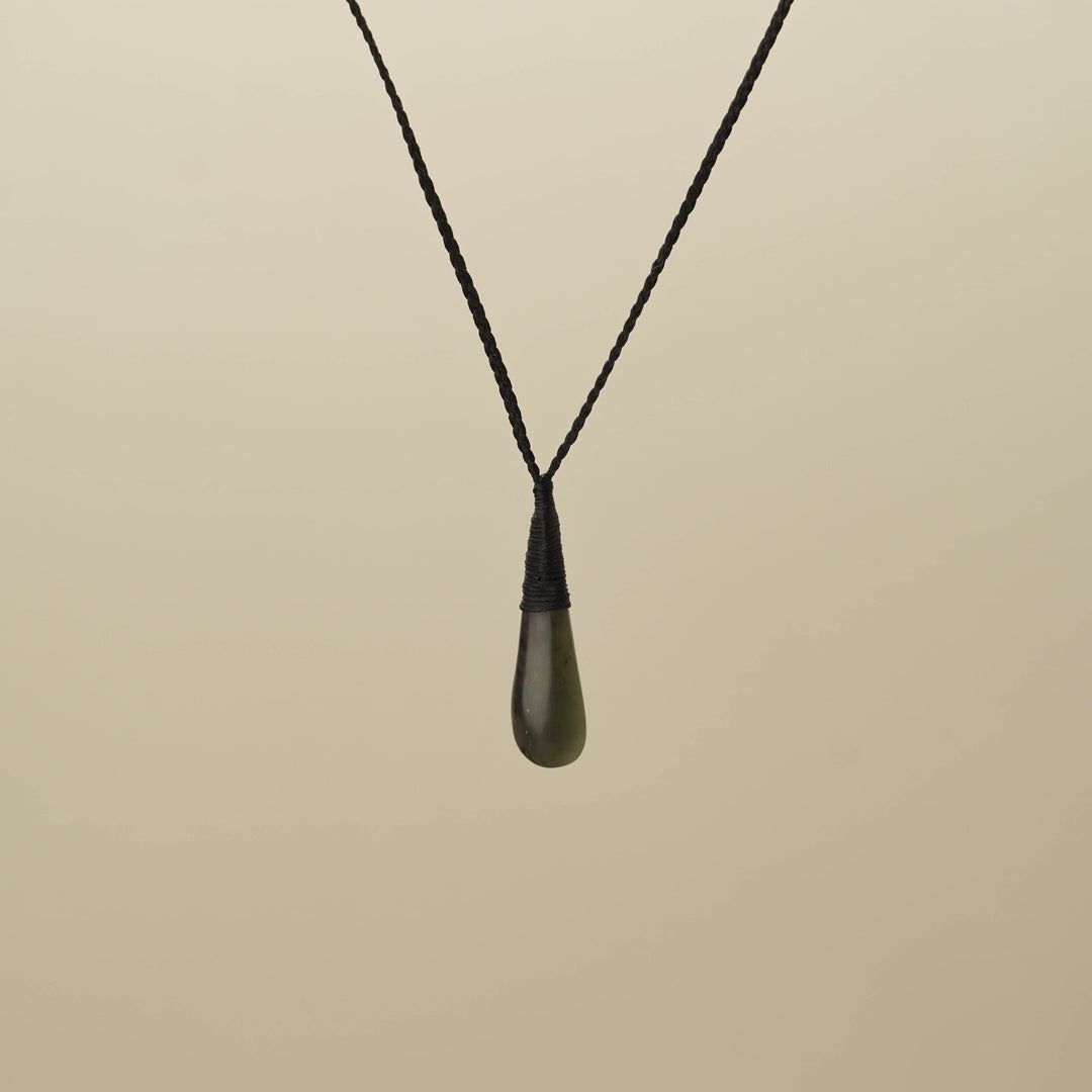 Hapopo XS Roimata Pounamu Pendant, Black Binding