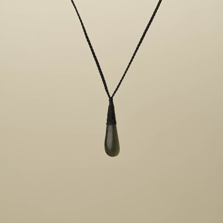 Hapopo XS Roimata Pounamu Pendant, Black Binding