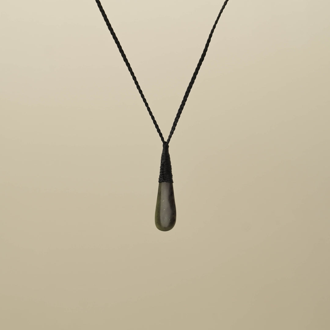 Hapopo XS Roimata Pounamu Pendant, Black Binding