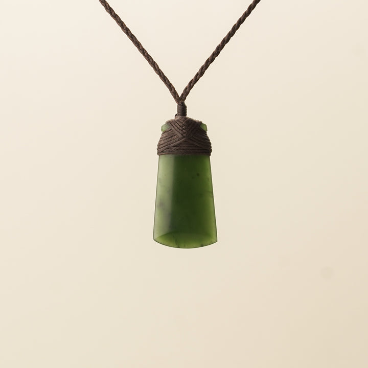 Toki Pounamu Extra Small Pendant Brown Binding
